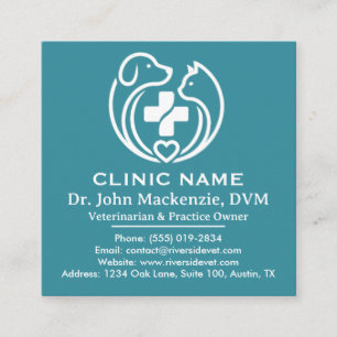 Minimalist Veterinary Clinic Pet Care Square Business Card