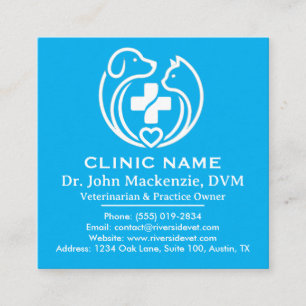 Minimalist Veterinary Clinic Pet Care Square Business Card