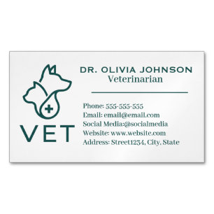 Minimalist Veterinary Customisable  Magnetic Business Card
