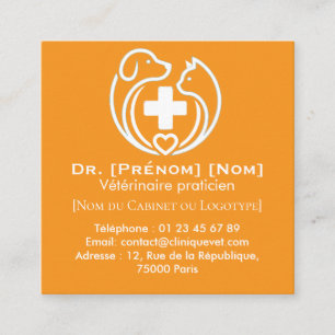 Minimalist Veterinary Professional Logo Square Business Card