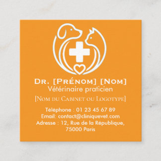 Minimalist Veterinary Professional Logo Square Business Card