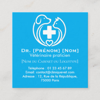 Minimalist Veterinary Professional Logo Square Business Card