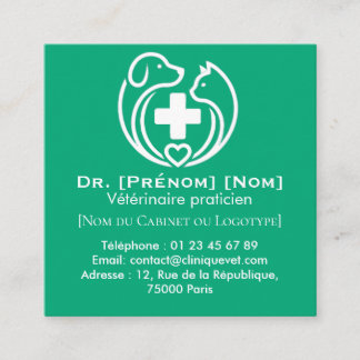 Minimalist Veterinary Professional Logo Square Business Card