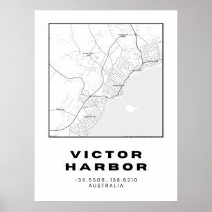 Minimalist Victor Harbour Map with Coordinates Poster