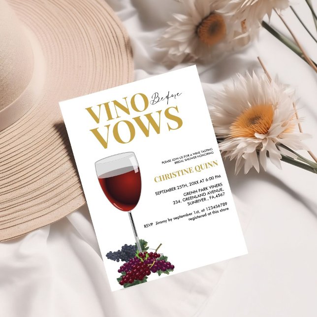 Minimalist Vino before the vows Bridal Shower wine Invitation (Creator Uploaded)