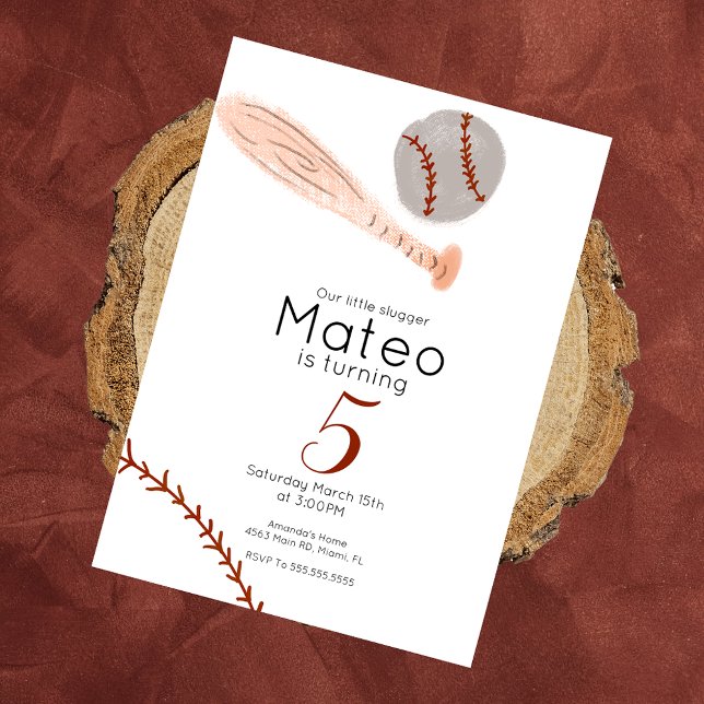 Minimalist Vintage Baseball Birthday Party Invitation (Creator Uploaded)