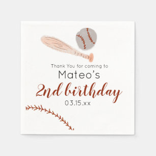 Minimalist Vintage Baseball Birthday Party Napkin