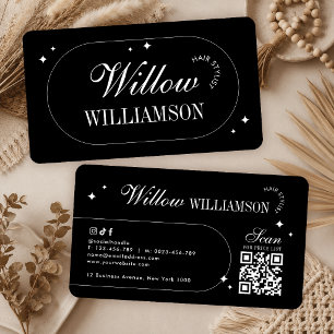 Minimalist Vintage Calligraphy Modern QR Code Business Card