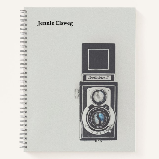 Minimalist Vintage Camera Photo Personalised Notebook (Front)