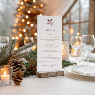 Minimalist Vintage Christmas Bells Winter Wedding Menu