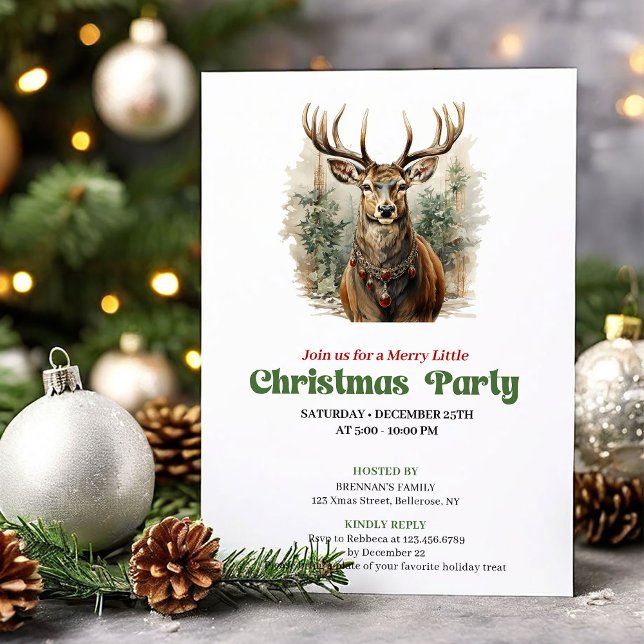 Minimalist vintage Christmas deer party invite (Minimalist vintage Christmas angel party invite

)