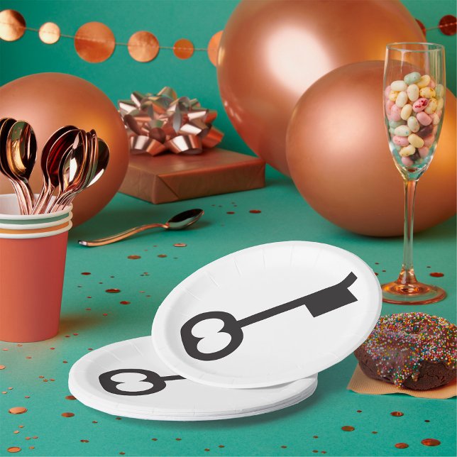 Minimalist Vintage Key Silhouette  Paper Plate (Creator Uploaded)
