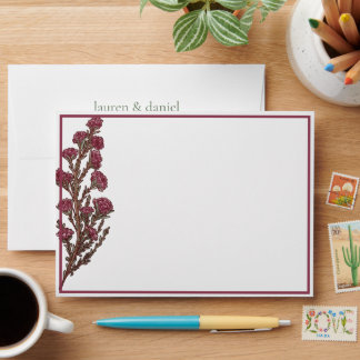 Minimalist Vintage Pink Floral Wedding Envelope