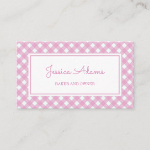 Minimalist Vintage Pink Pastel Plaid Pattern Business Card