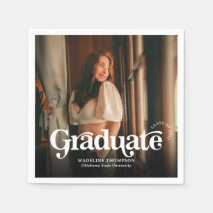 Minimalist Vintage Retro Photo Graduation Napkin