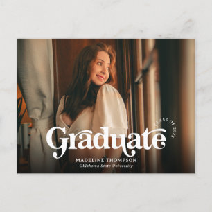 Minimalist Vintage Retro Photo Graduation Postcard