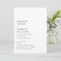 Minimalist Vintage Typography Black White Wedding