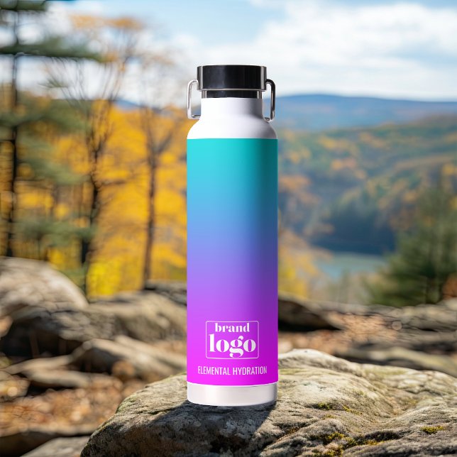 Minimalist Violet Aqua Gradient Elemental Logo Water Bottle (Creator Uploaded)