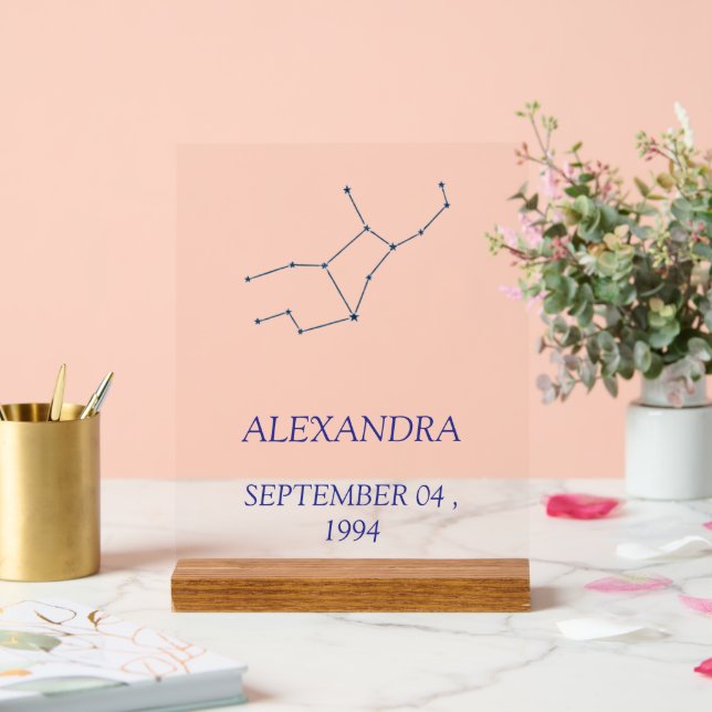Minimalist Virgo Constellation Acrylic Sign - Pers (Wedding)