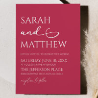 Minimalist Viva Magenta Simple Elegant Wedding