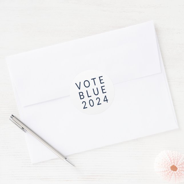 Minimalist Vote Blue Kamala Harris 2024 Classic Round Sticker (Envelope)