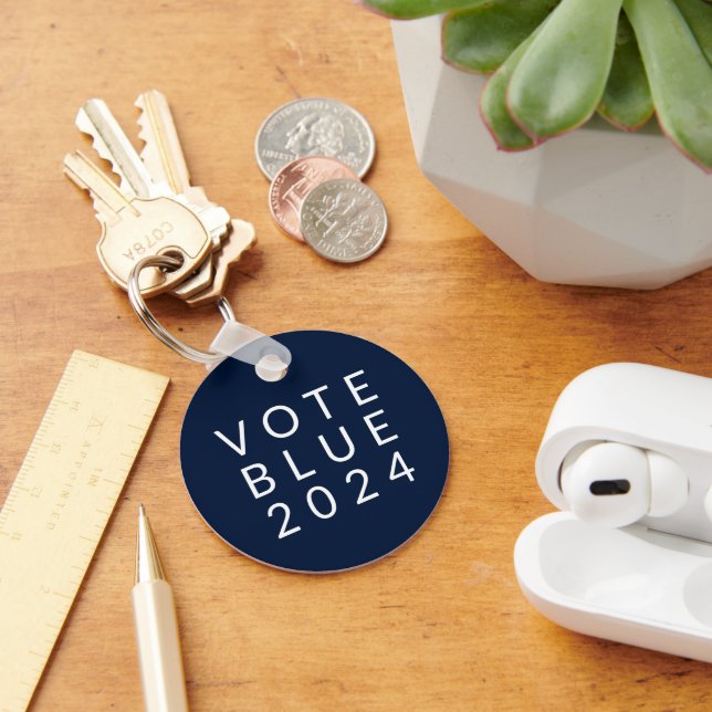 Minimalist Vote Blue Kamala Harris 2024 Key Ring (Desk)