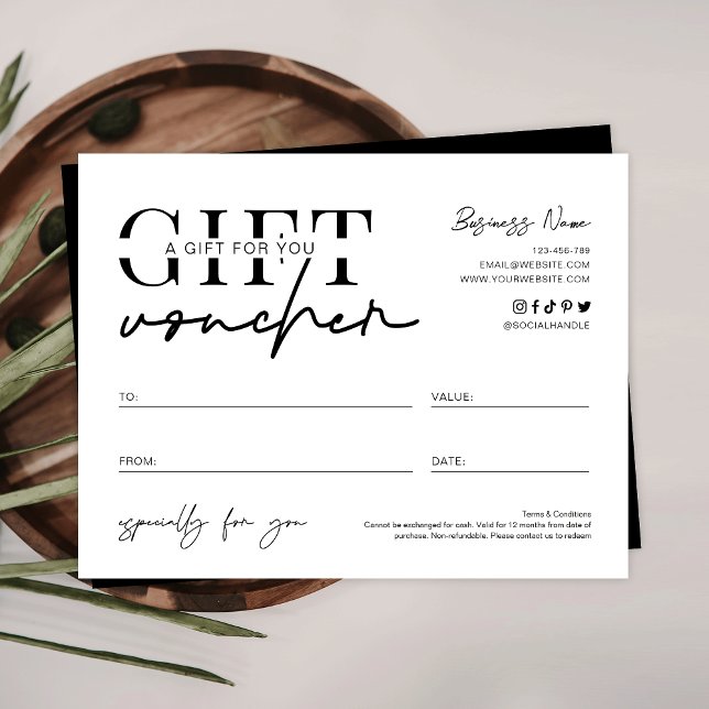 Minimalist Voucher Script Logo Gift Certificate (Creator Uploaded)