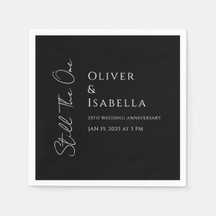 Minimalist vow renewal 25th wedding anniversary napkin
