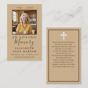 Minimalist Warm Sand Cross Photo Funeral Card