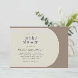 Minimalist Warm Taupe Cream Modern Bridal Shower Invitation