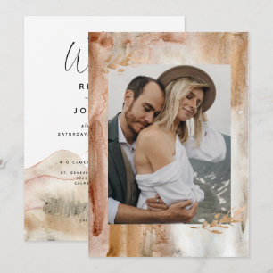 Minimalist Watercolor Abstract Photo Wedding Invitation