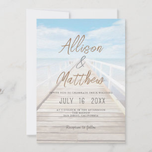 Minimalist Watercolor Beach Wedding Invitation