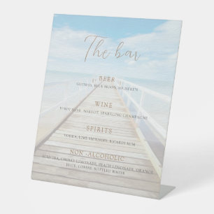 Minimalist Watercolor Beach Wedding Pedestal Sign