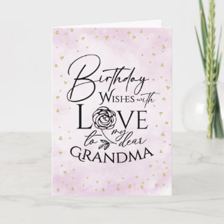 Minimalist Watercolor Birthday Card  Grandmother