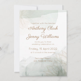 Minimalist Watercolor Botanical Wedding Invitation