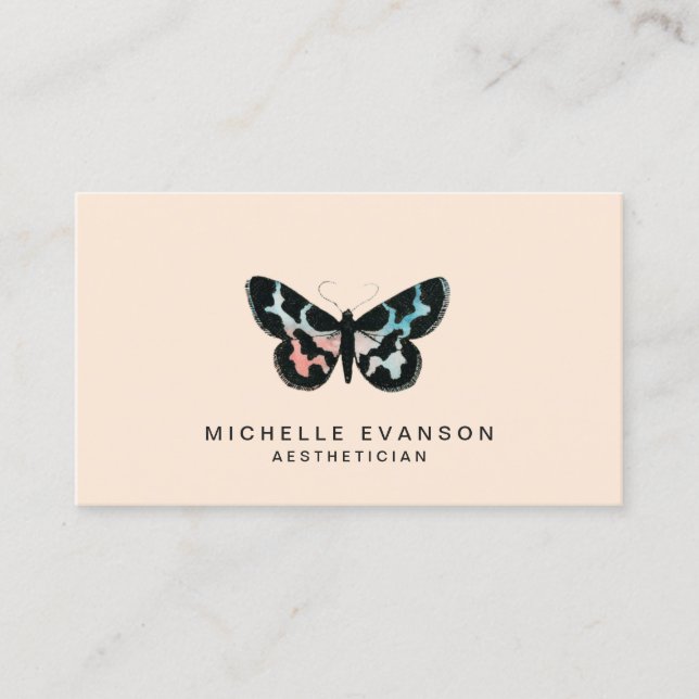 Minimalist Watercolor Butterfly Elegant Business Card (Front)
