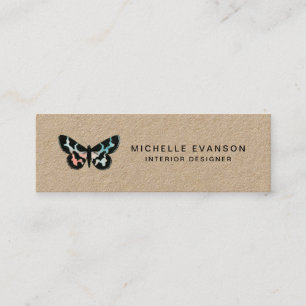 Minimalist Watercolor Butterfly Logo Kraft Mini Business Card