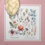 Minimalist Watercolor Challah Dough Cover Cotton Napkin<br><div class="desc">This minimalist watercolor floral Challah Dough Cover personalised with your name in script has an understated elegance. Your challah is a work of art, this design has space to sign your name with a flourish! Hebrew text reads "L'kovod Shaboos Kodesh" ( In honour of the Holly Shabbos) Enquiries? message us...</div>