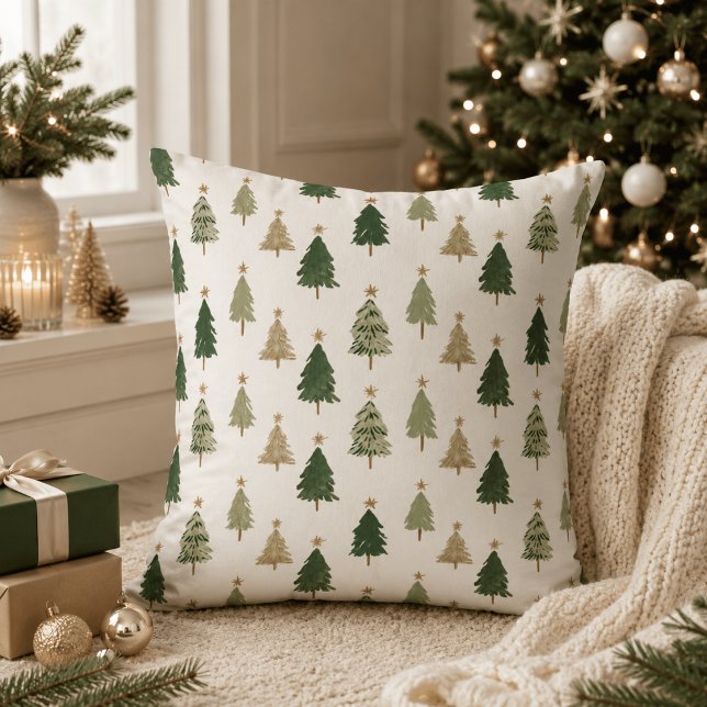 Minimalist Watercolor Christmas Tree Pillow (Creator Uploaded)