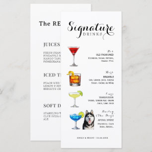 Minimalist Watercolor Cocktail Signature Drink Menu