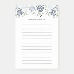 Minimalist Watercolor Dusty Blue Floral Post-it Notes
