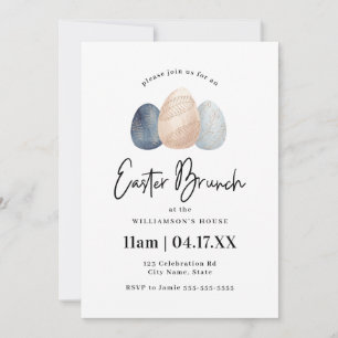 Minimalist Watercolor Easter Egg Brunch Invitation