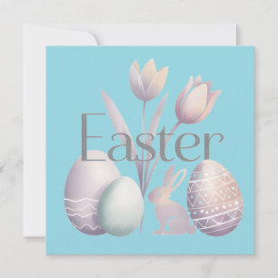 Minimalist Watercolor Easter Typographic Design Holiday Card