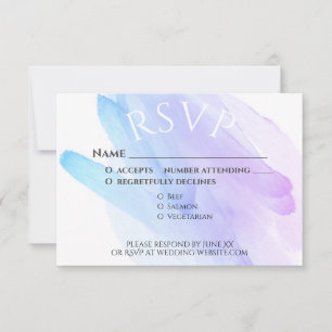 minimalist watercolor elegant wedding blue purple  RSVP card