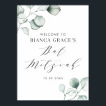 Minimalist Watercolor Eucalyptus Bat Mitzvah Poster<br><div class="desc">Send thanks with this customisable greenery bat mitzvah welcome sign.  It features watercolor illustrations of dusty green eucalyptus leaves and a whimsical script. Personalise by adding your details. This eucalyptus bat mitzvah welcome sign is perfect for any theme or season.</div>