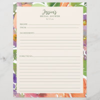 Minimalist Watercolor Floral Bridal Shower Recipes