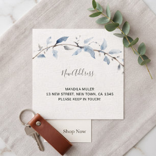 Minimalist Watercolor Floral Moving Announcement