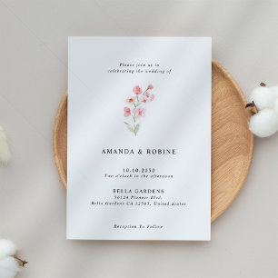 Minimalist Watercolor Floral Wedding Invitation