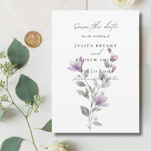 Minimalist watercolor floral wedding save the date