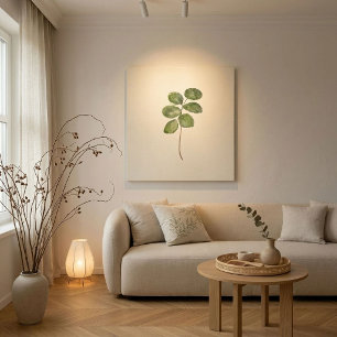 Minimalist Watercolor Green Round Leaves  Canvas Print